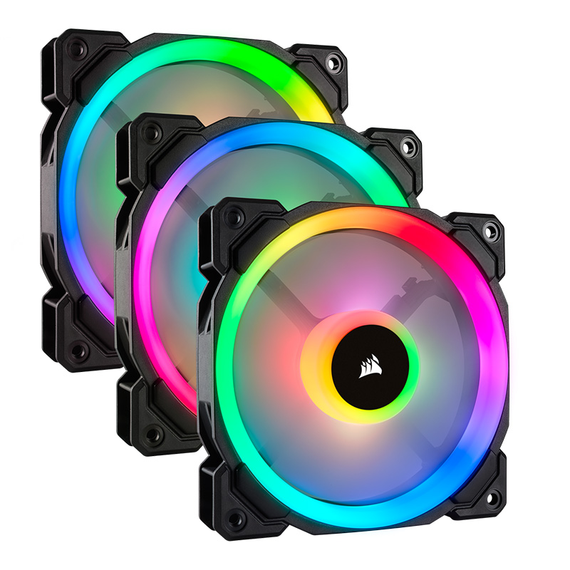 Lot De 3 Ventilateurs Corsair LL120 RGB 120mm - Double Anneau LED, PWM, Sans Contrôleur NODE